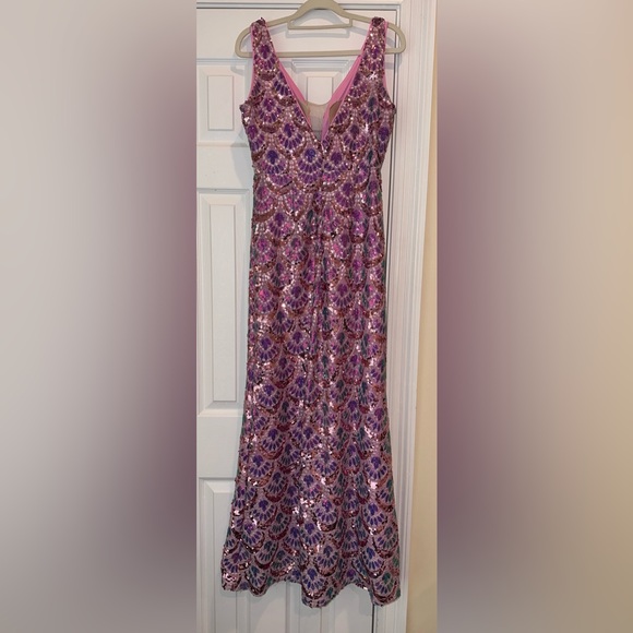 NWT Angel Fashions Sequin Mermaid Gown Pink Purple Formal Prom Dress M - Picture 6 of 11